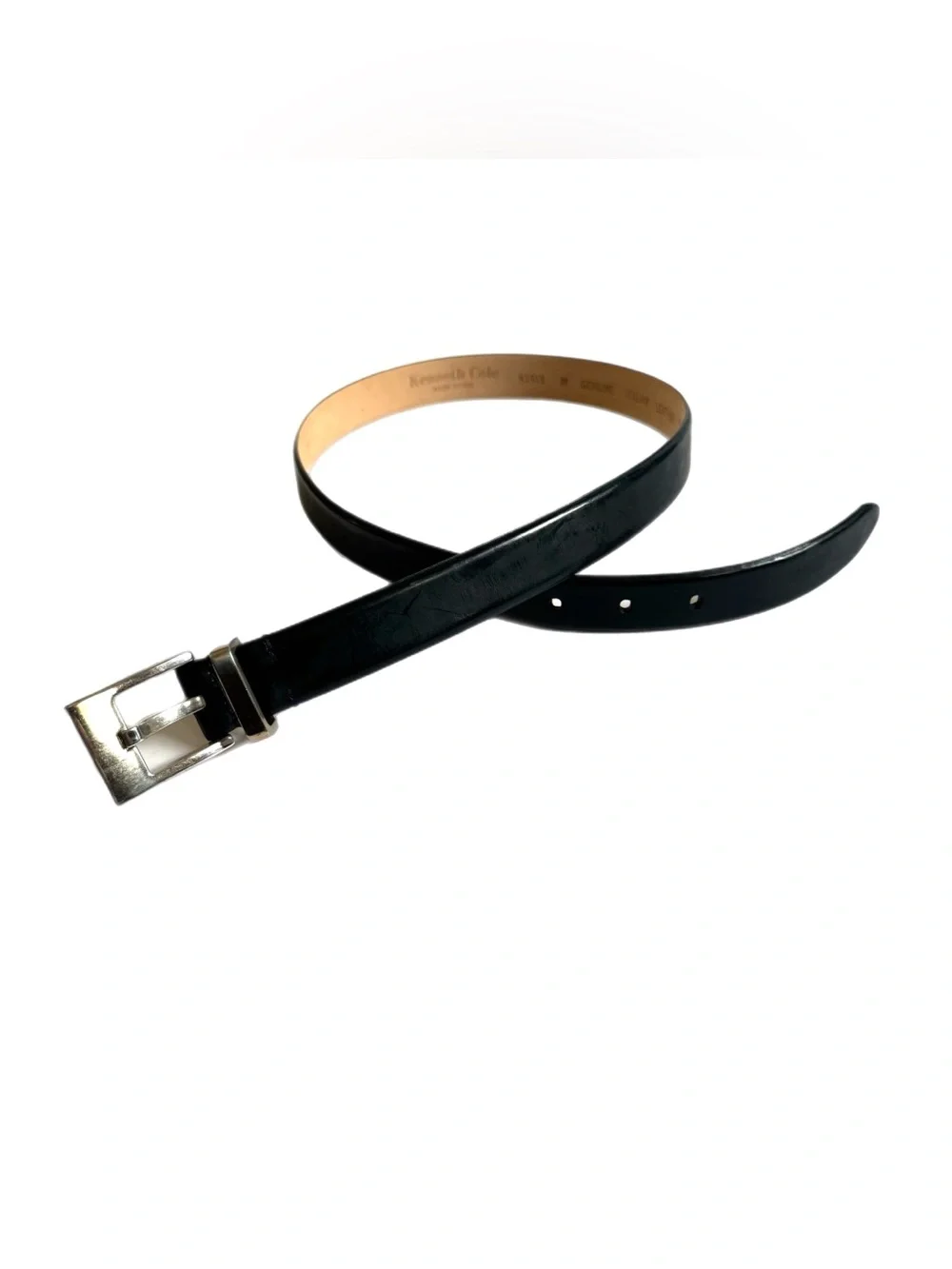 Vintage Kenneth Cole Navy Blue Glove Italian Leather Belt Women's M Classic Prep